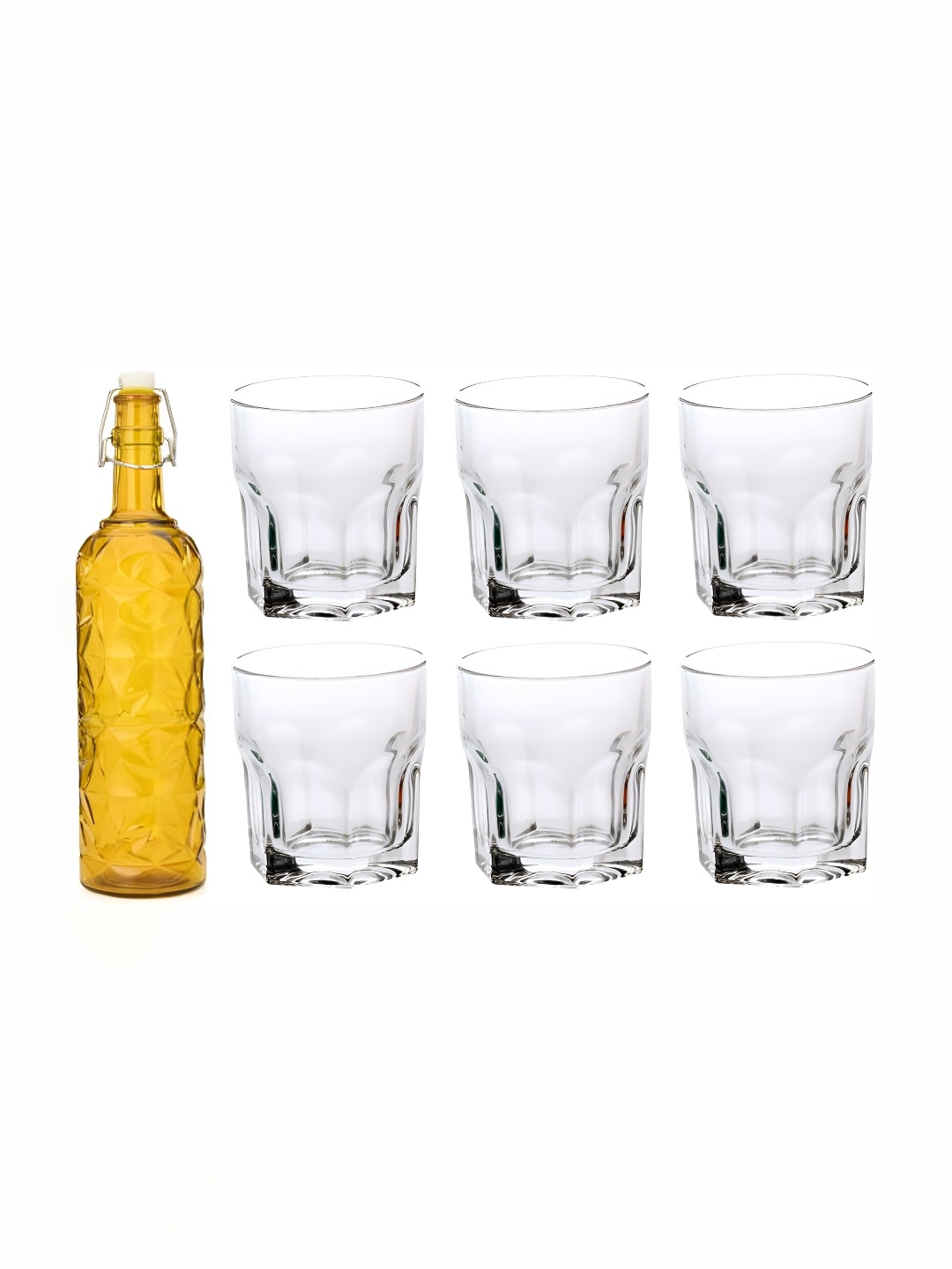 

Afast Yellow & Transparent 7 Pieces Glasses With Water Bottle Set