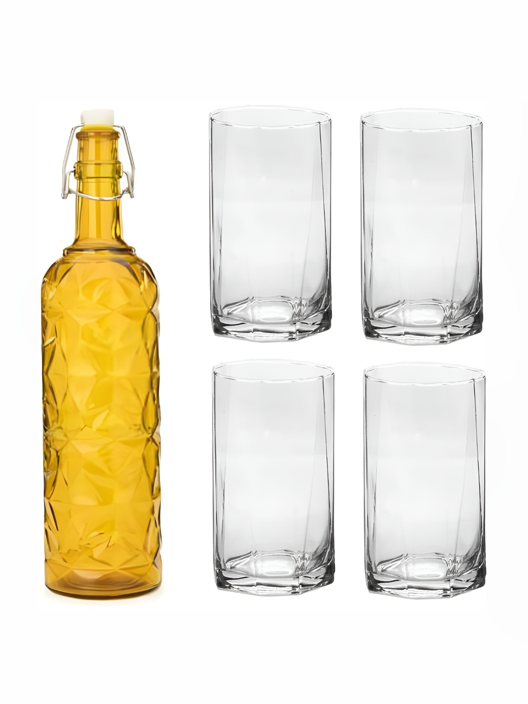 

Afast Yellow & Transparent 5 Pieces Glasses With Water Bottle Set