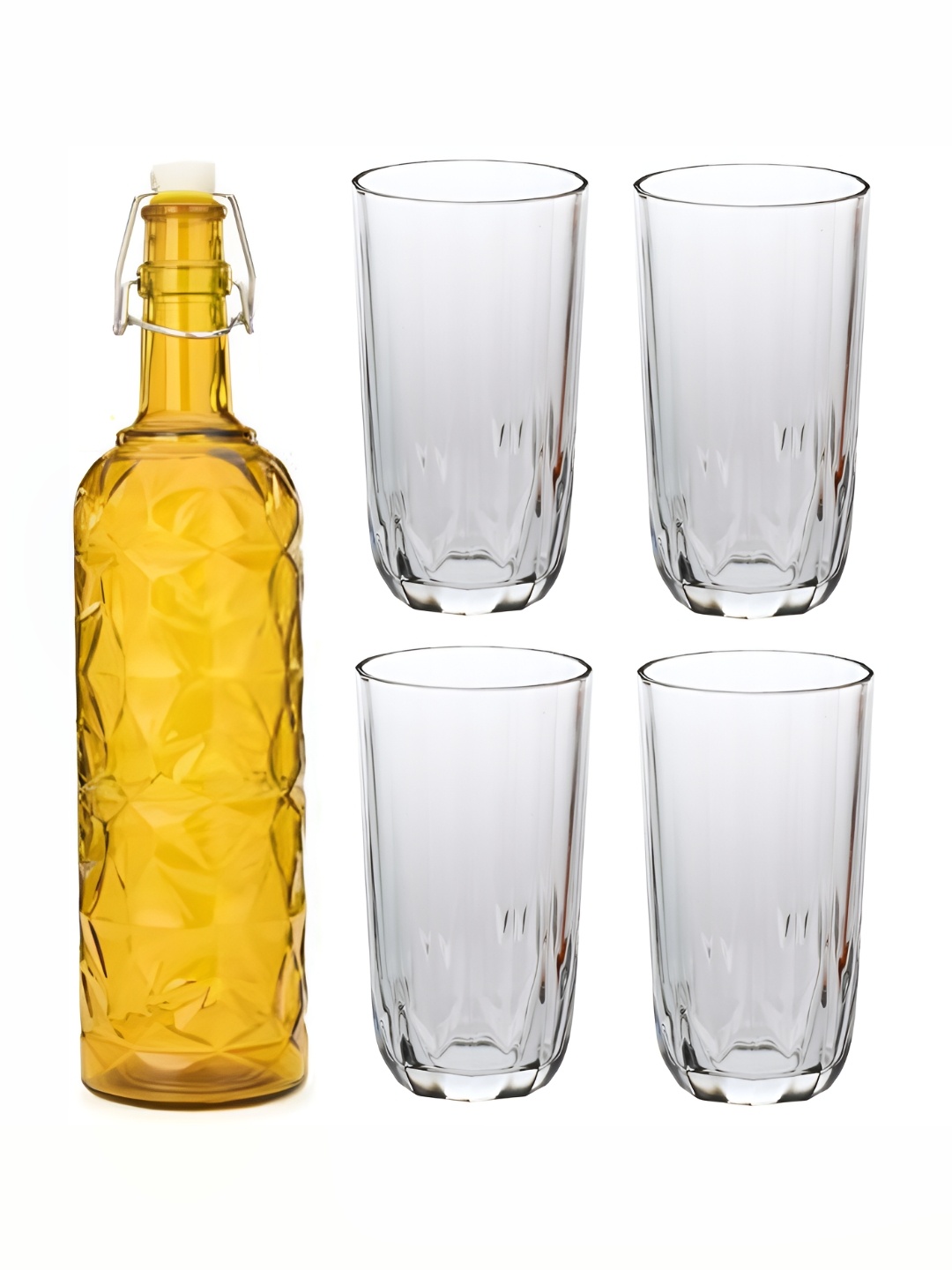 

Afast 5 Pieces Yellow & Transparent Glasses With Water Bottle