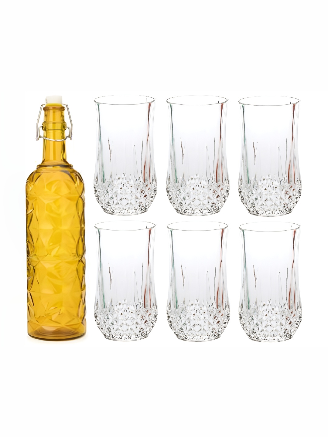 

Afast 7 Pieces Yellow & Transparent Glasses With Water Bottle Set