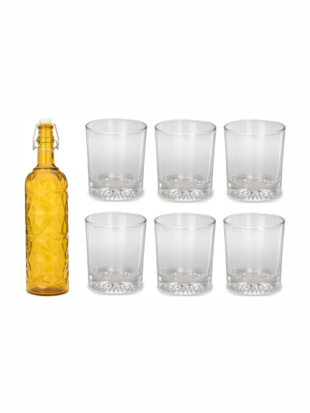 

Afast Yellow & Transparent 7 Pcs Glasses With Water Bottle