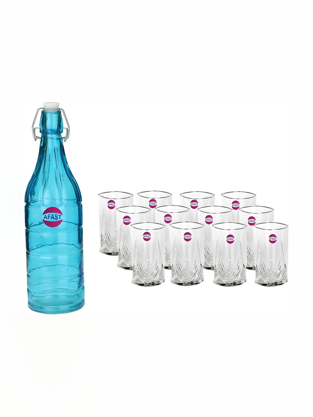 

Afast 12-Pcs Blue & Transparent Glasses With Water Bottle Set