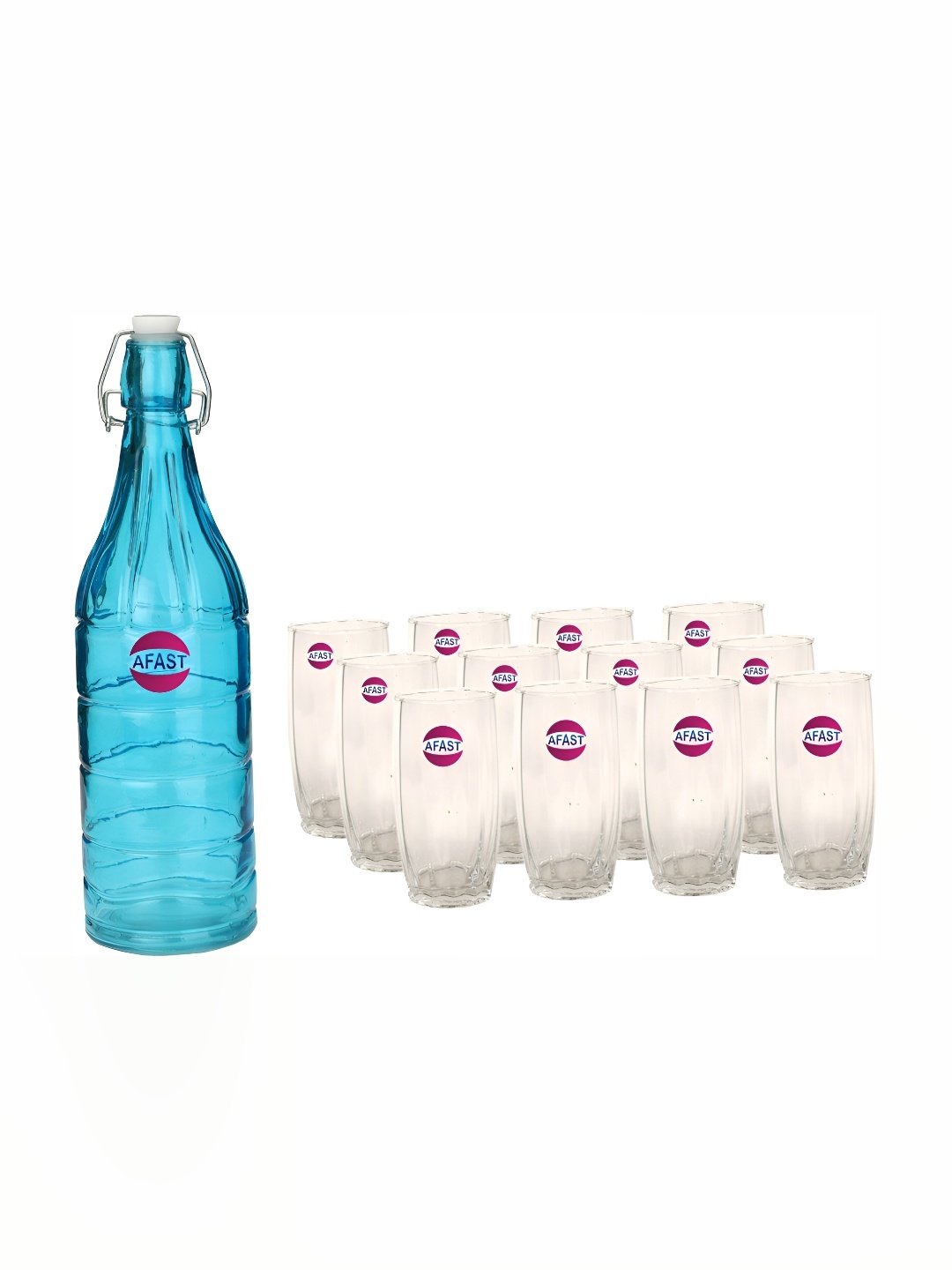 

Afast Blue & Transparent 13 Pieces Glasses With Water Bottle Set