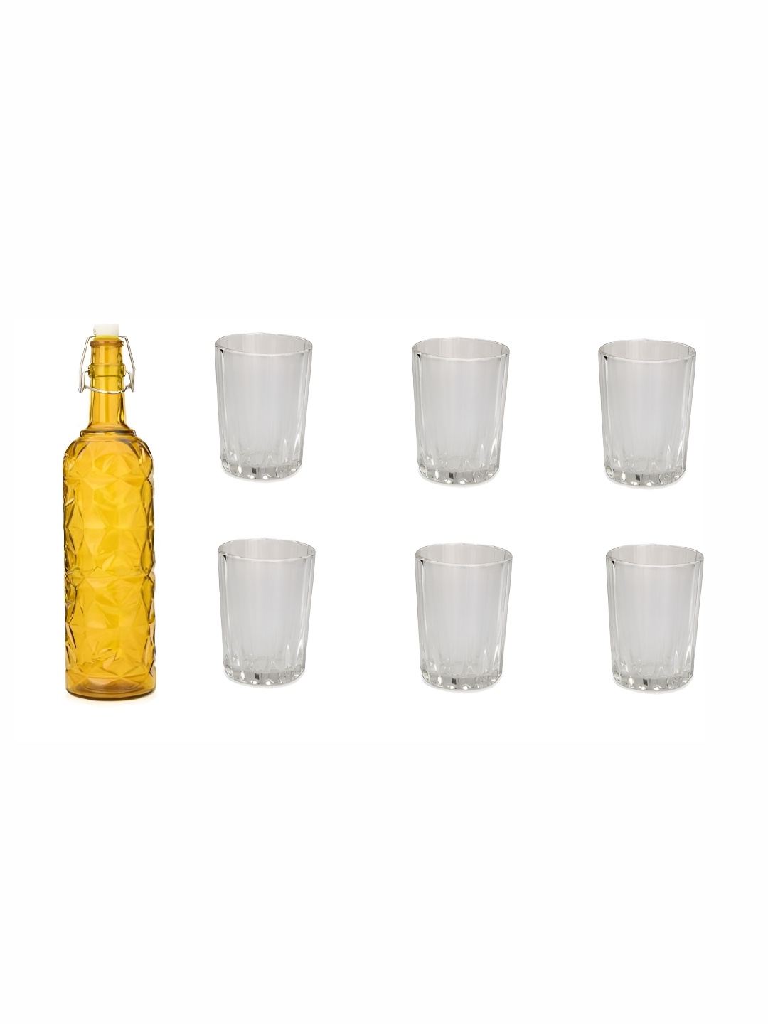 

Afast 7 Pieces Yellow & Transparent Water Or Juice Glasses & Bottle