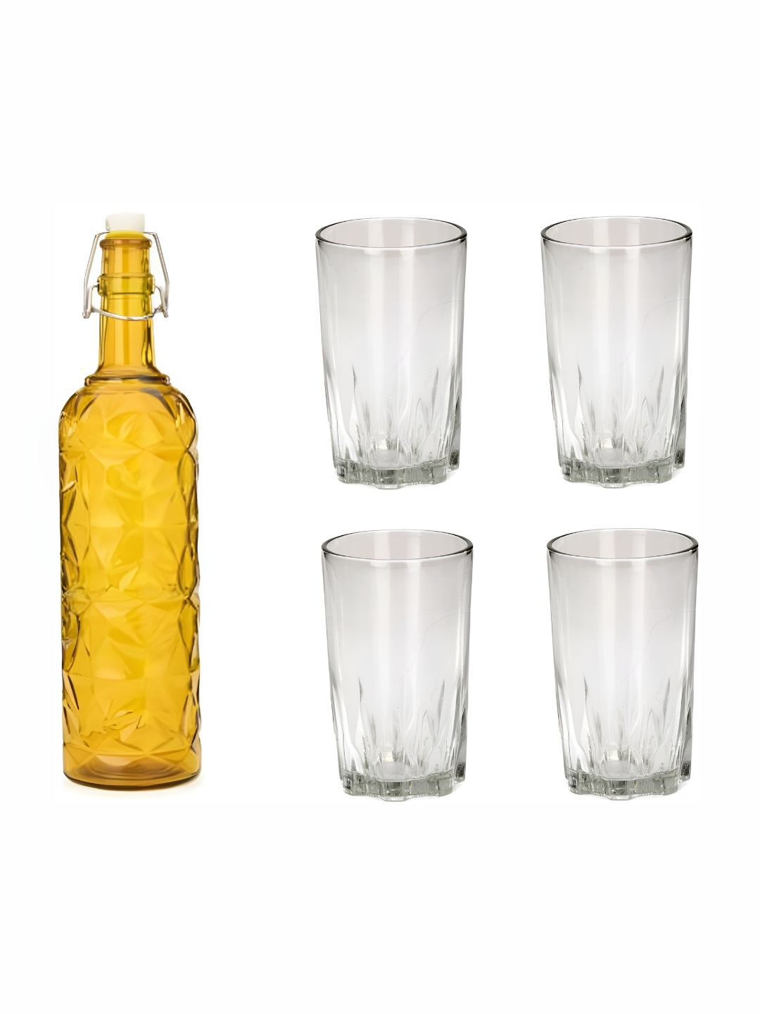 

Afast Yellow & Transparent 5 Pieces Glass Bottle And Glass Set