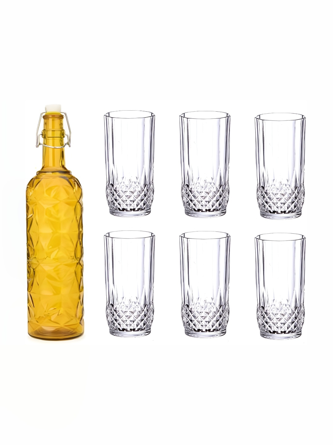 

Afast 7 Pieces Yellow & Transparent Glasses With Water Bottle Set