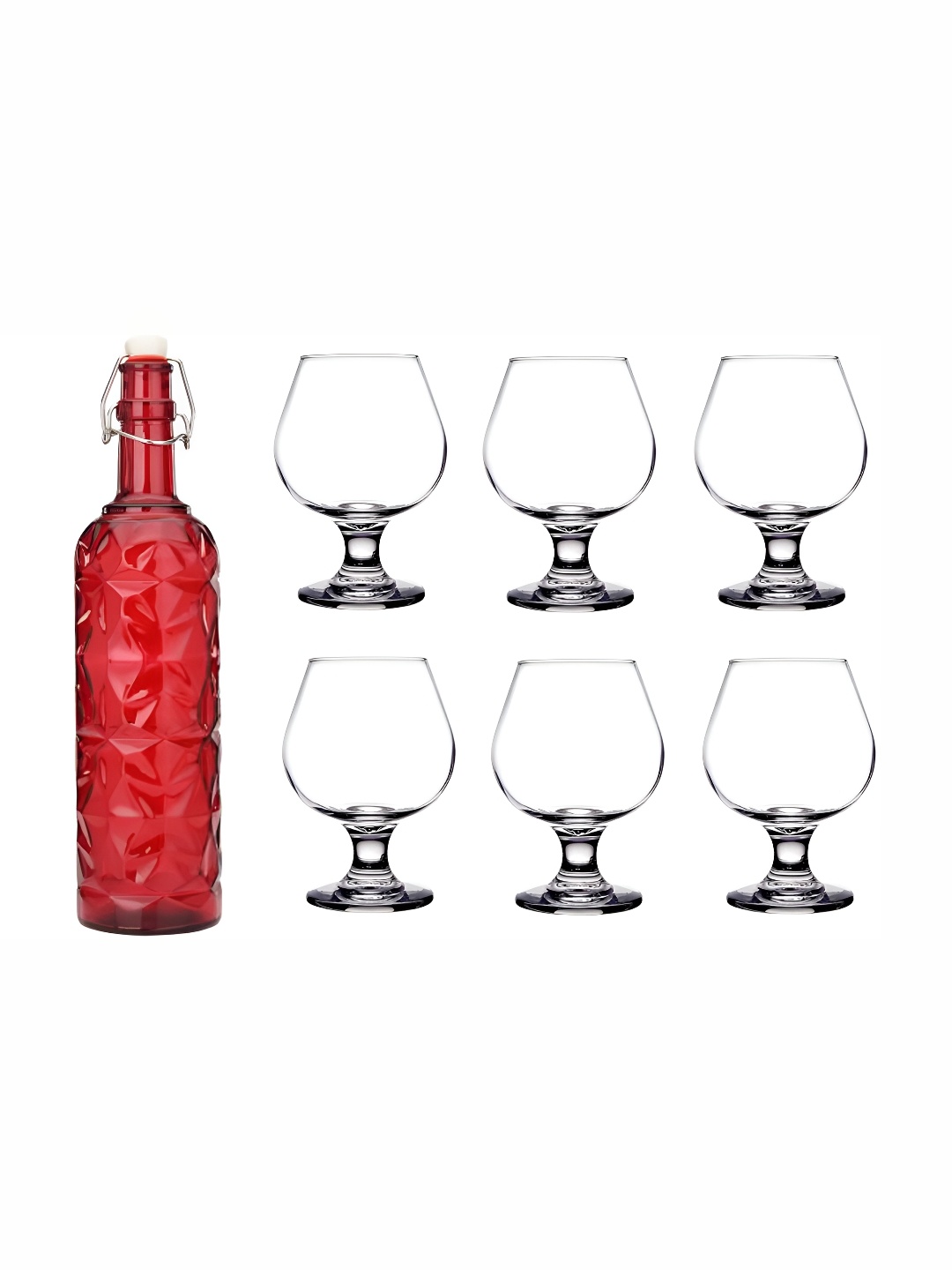 

Afast Red & Transparent 7 Pieces Glasses With Water Bottle Set