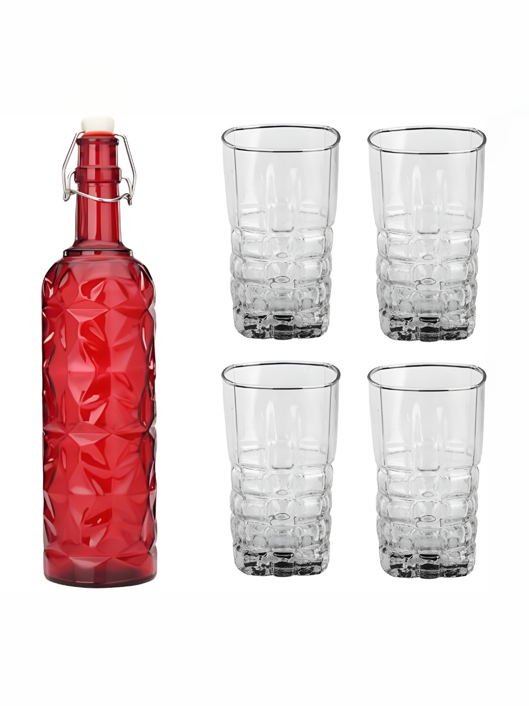 

Afast Red & Transparent 5 Pieces Water Bottle & Glass Set