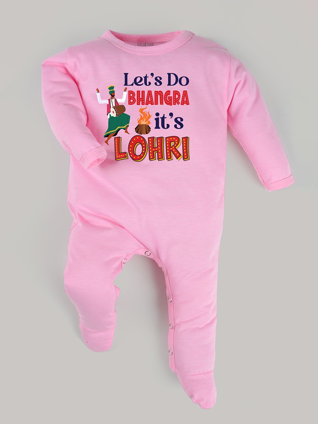 

FFLIRTYGO Kids Typography Printed Pure Cotton Sleepsuit, Pink