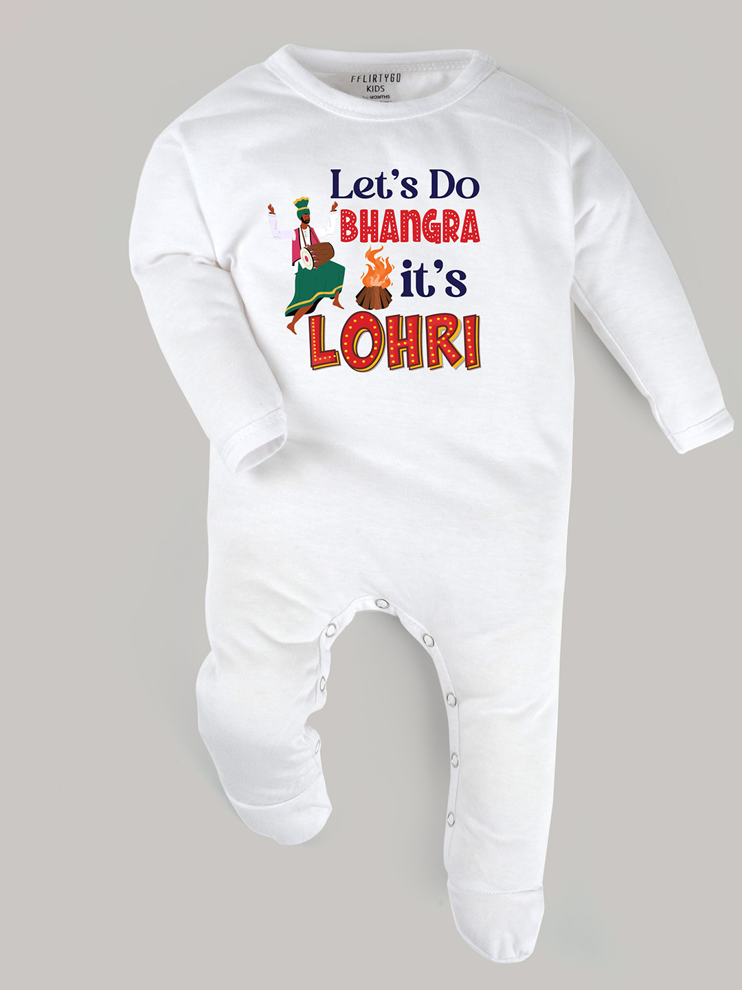 

FFLIRTYGO Infants Kids Typography Printed Pure Cotton Sleepsuit, White