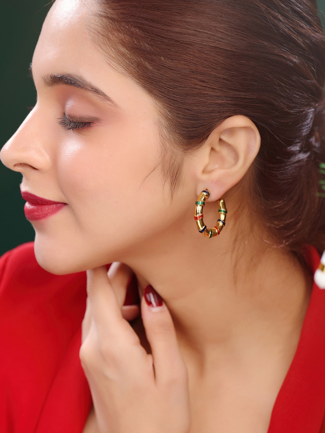 

Kicky And Perky 925 Sterling Silver Gold Plated Circular Half Hoop Earrings