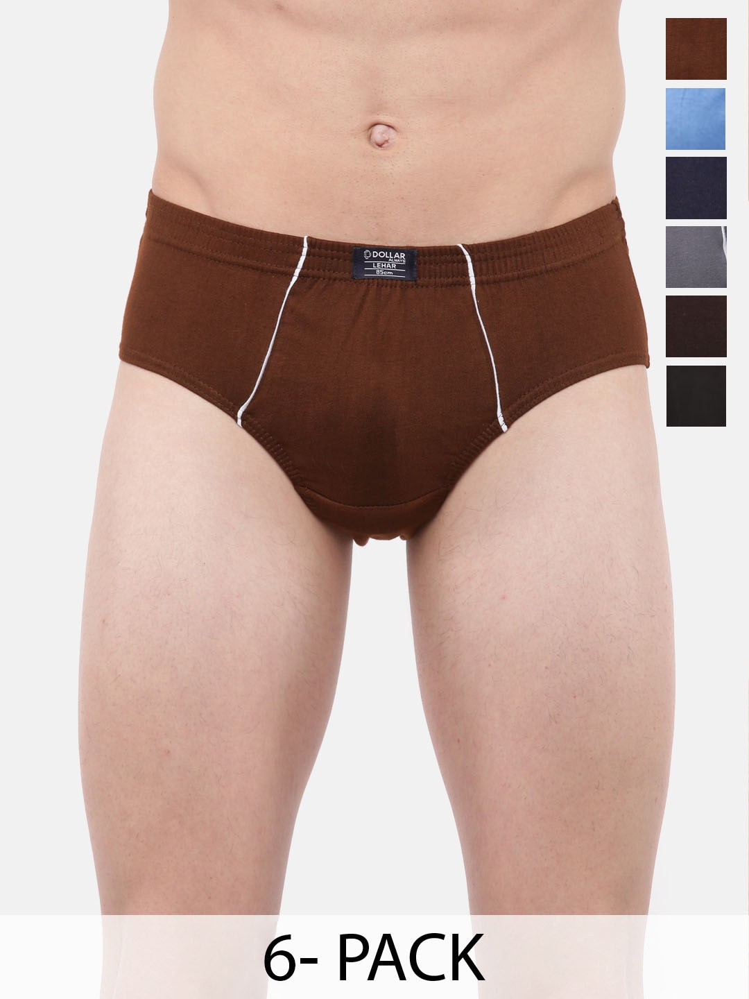 

Dollar Lehar Super Combed Cotton Men Pack Of 6 Briefs, Blue