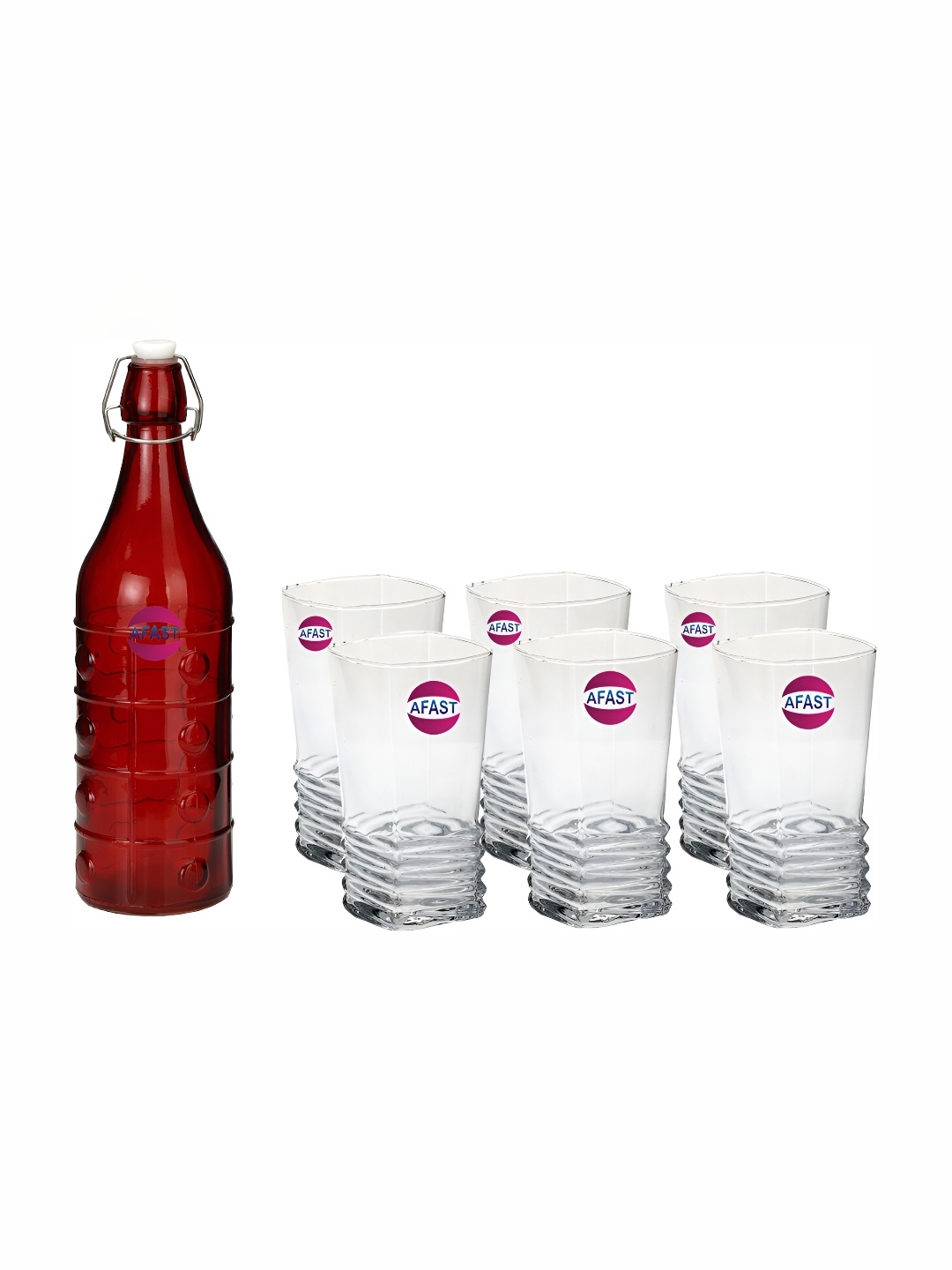 

Afast Red & Transparent 7-Pcs Glass Glasses With Water Bottle Set