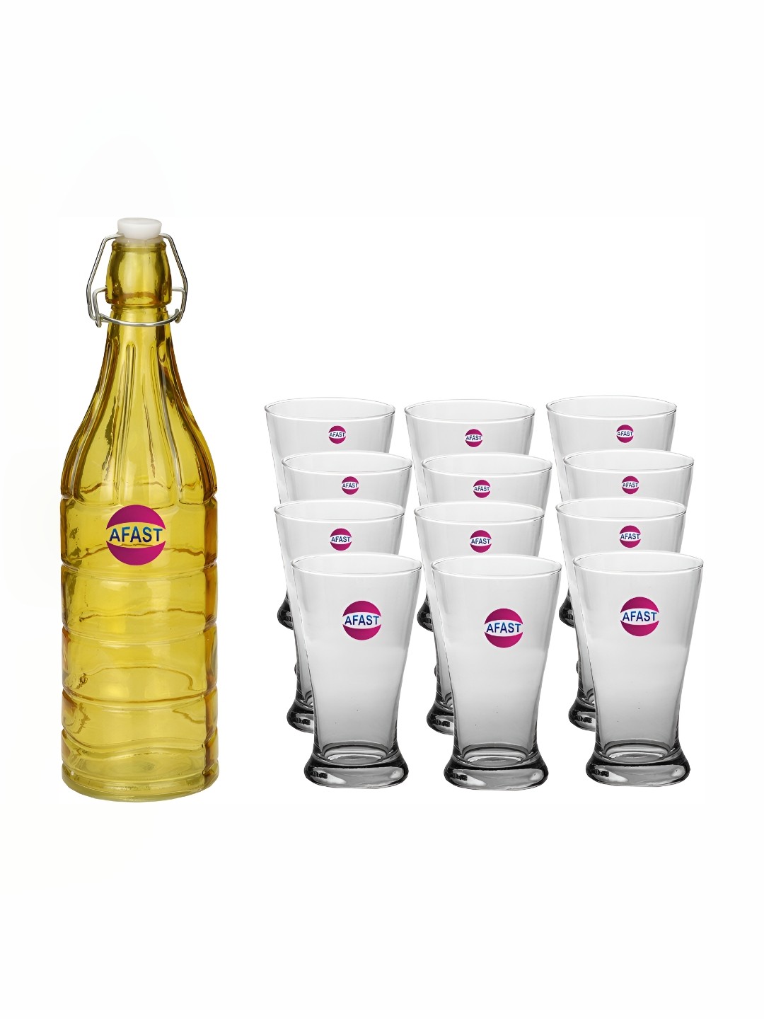 

Afast Yellow & Transparent 13 Pcs Glasses With Water Bottle