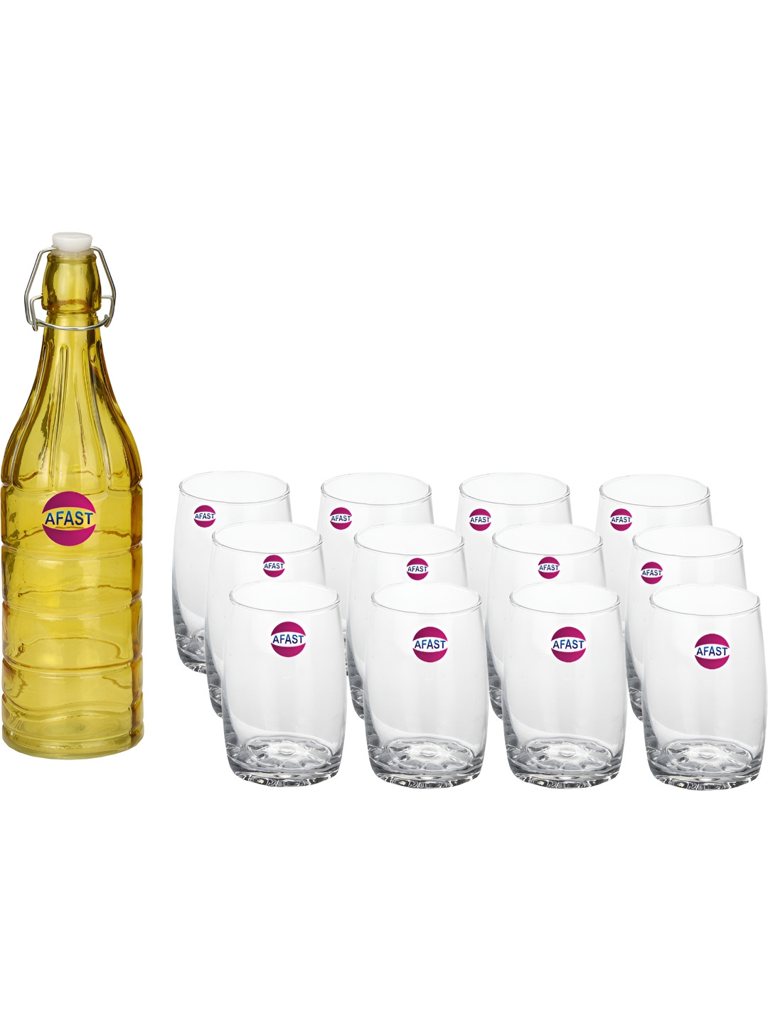 

Afast Yellow & Transparent 13-Pcs Glass Glasses With Water Bottle Set