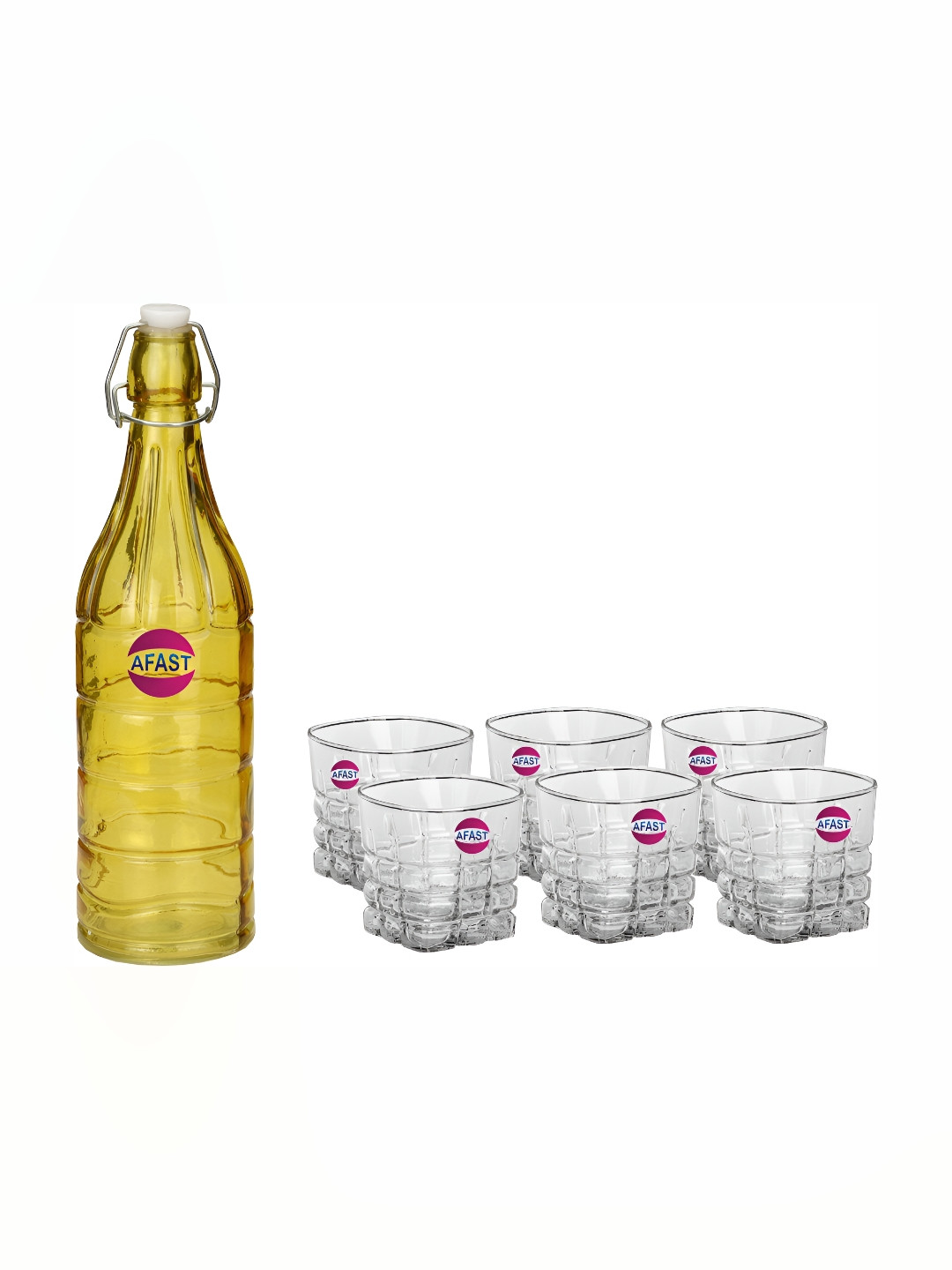 

Afast Yellow & Transparent 7 Pcs Glasses With Water Bottle