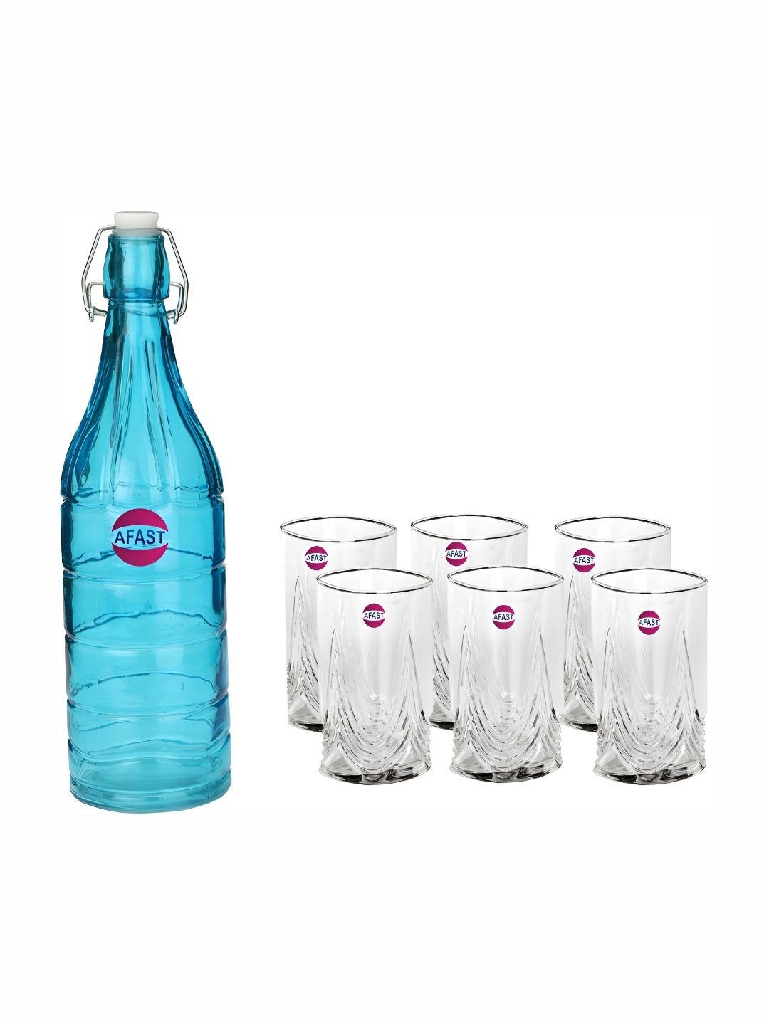 

Afast Blue & Transparent 7-Pcs Glass Glasses With Water Bottle Set