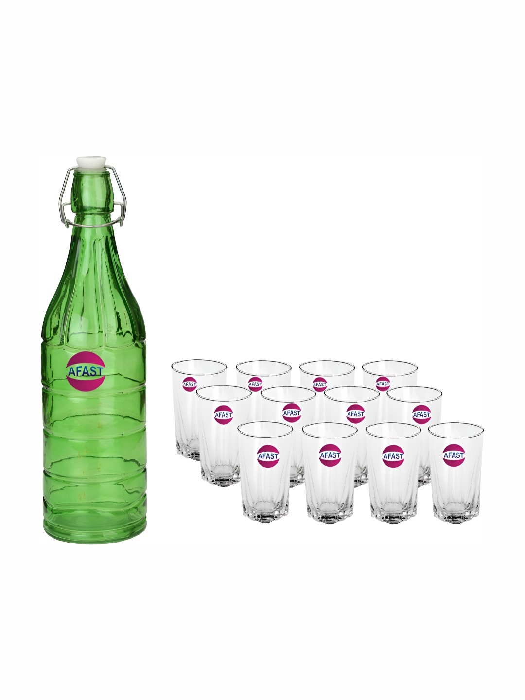 

Afast Green & Transparent 13 Pieces Glasses With Water Bottle