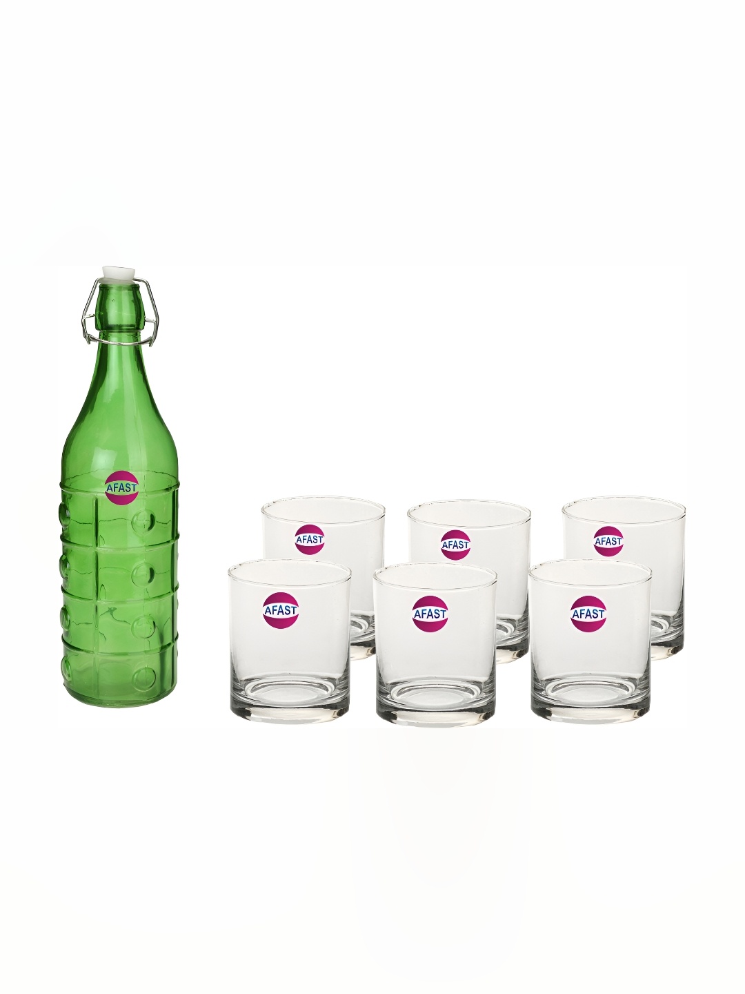 

Afast Green & Transparent 7 Pieces Glasses With Water Bottle