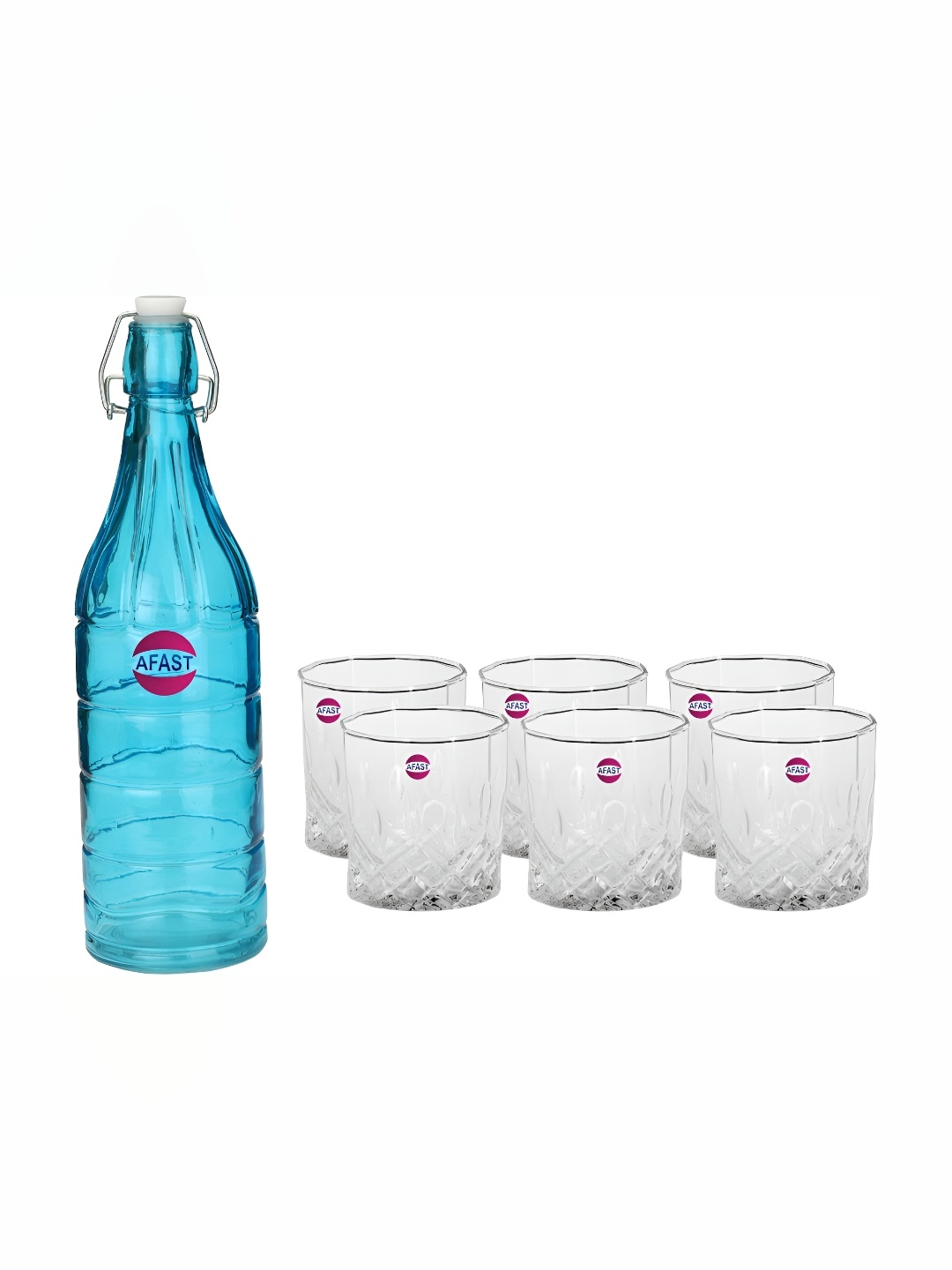 

Afast 7 Pieces Blue & Transparent Glasses With Water Bottle