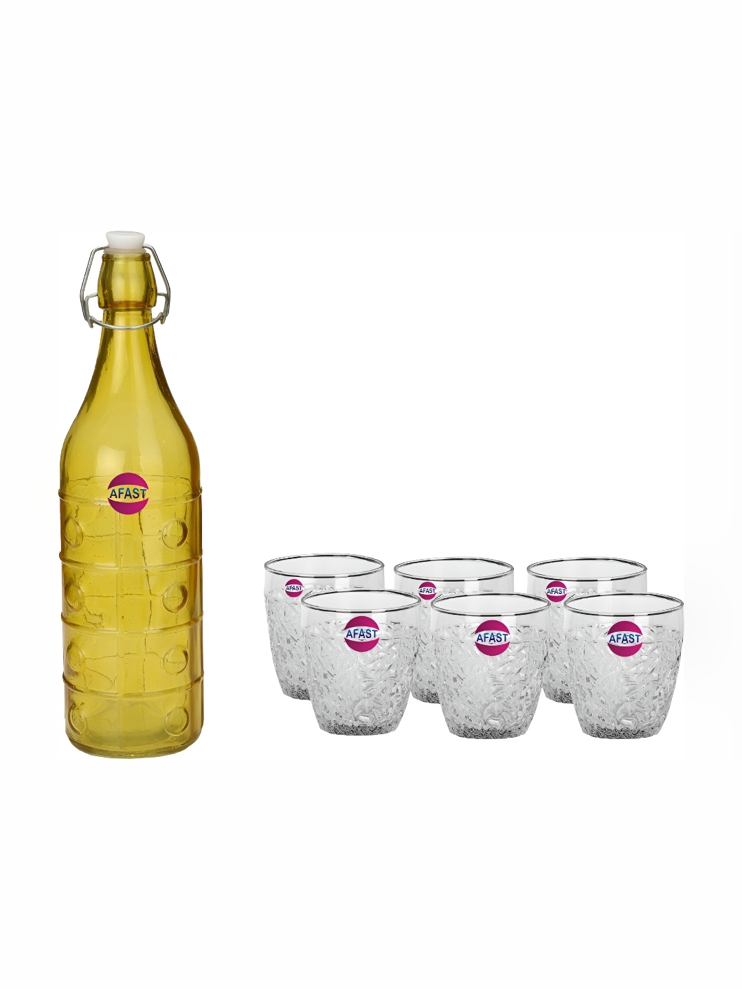 

Afast 7 Pieces Yellow & Transparent Glasses With Water Bottle