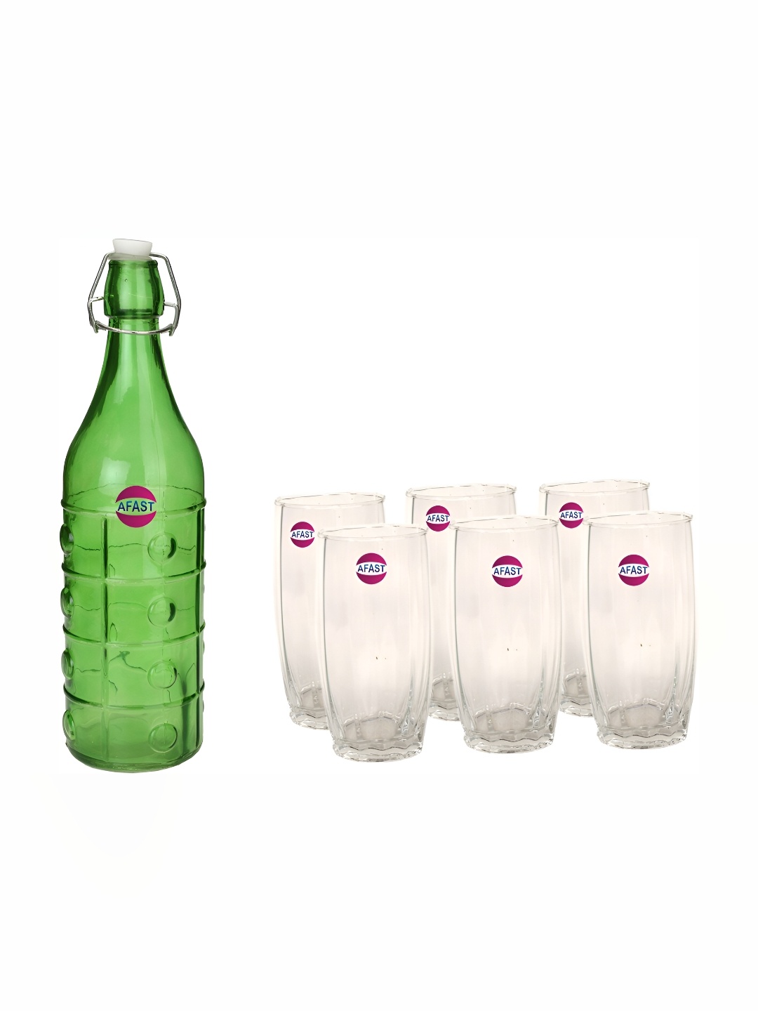 

Afast Green & Transparent 7 Pcs Glasses With Water Bottle, Blue