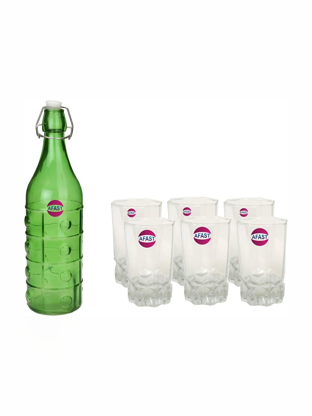 

Afast Blue 7 Pieces Green & Transparent Glasses With Water Bottle