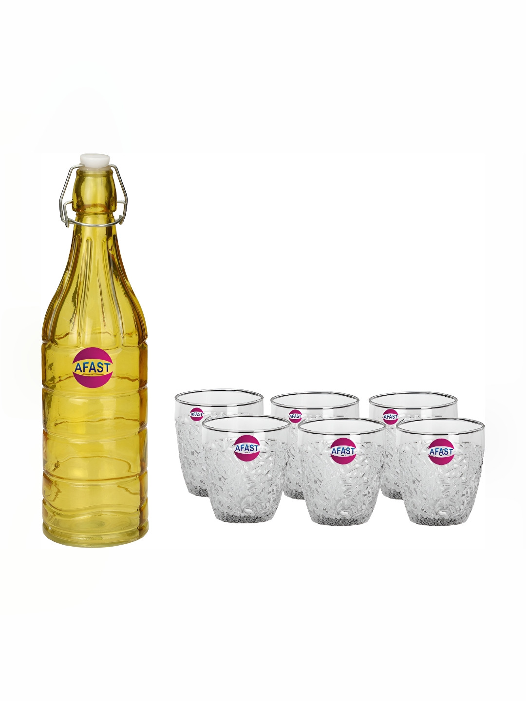 

Afast 7 Pieces Yellow & Transparent Glasses With Water Bottle