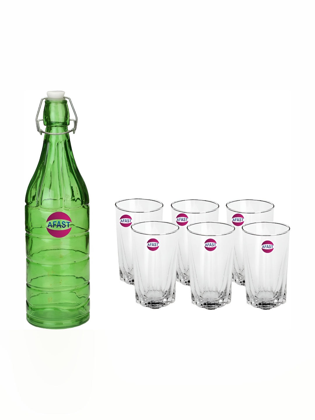 

Afast 7 Pieces Green & Transparent Glasses With Water Bottle