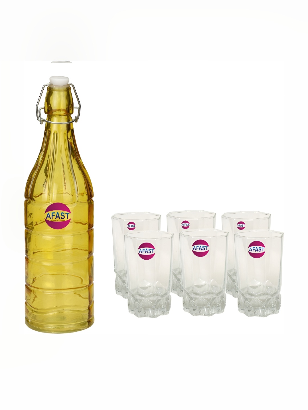 

Afast Yellow & Transparent 7 Pcs Glasses With Water Bottle