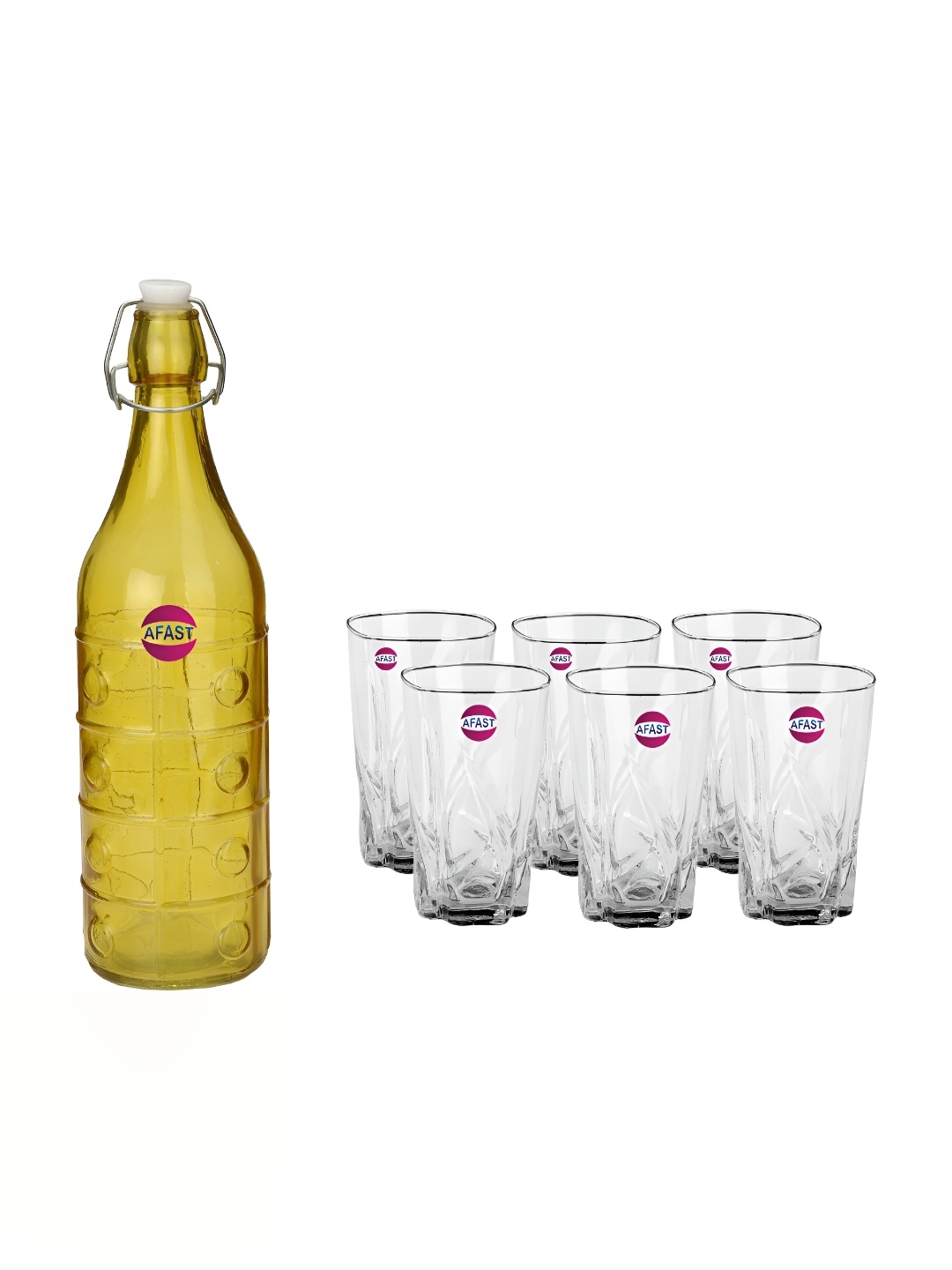 

Afast 7 Pieces Yellow & Transparent Glasses With Water Bottle