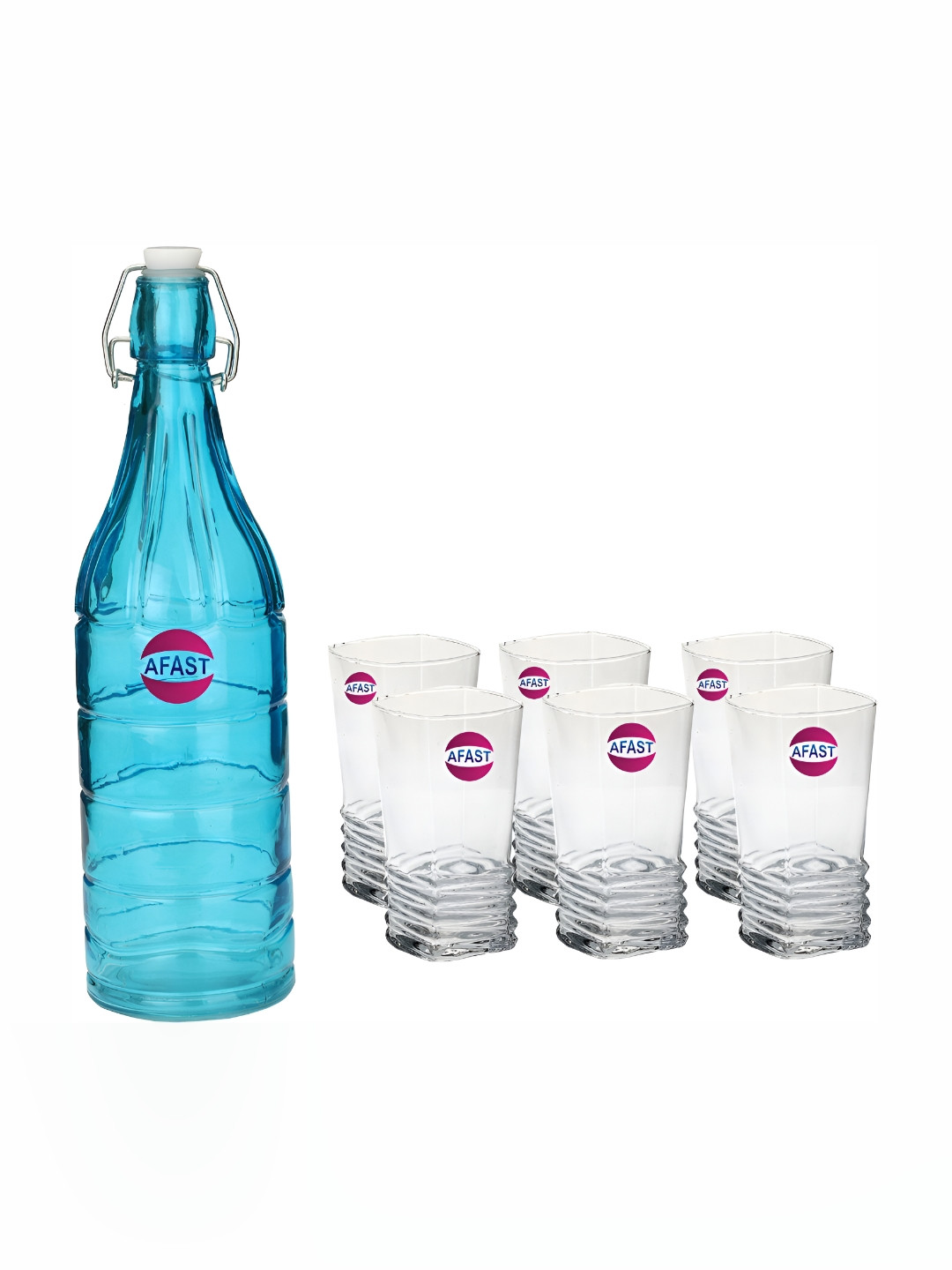 

Afast 7 Pieces Blue & Transparent Water Bottle & Glasses
