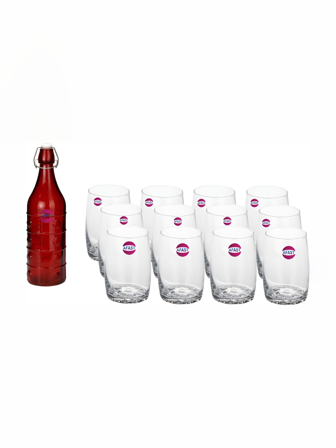 

Afast 13 Pcs Red & Transparent Glasses With Water Bottle