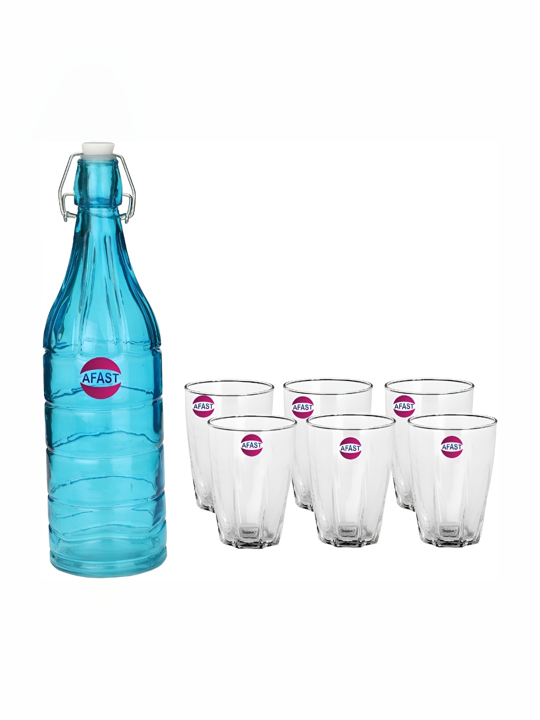 

Afast 7 Pcs Blue & Transparent Glasses With Water Bottle