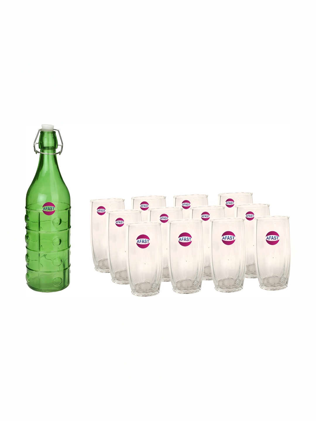 

Afast Green & Transparent 13 Pcs Glasses With Water Bottle