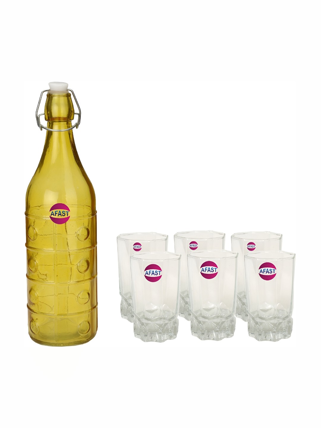 

Afast Yellow & Transparent 7 Pcs Glasses With Water Bottle