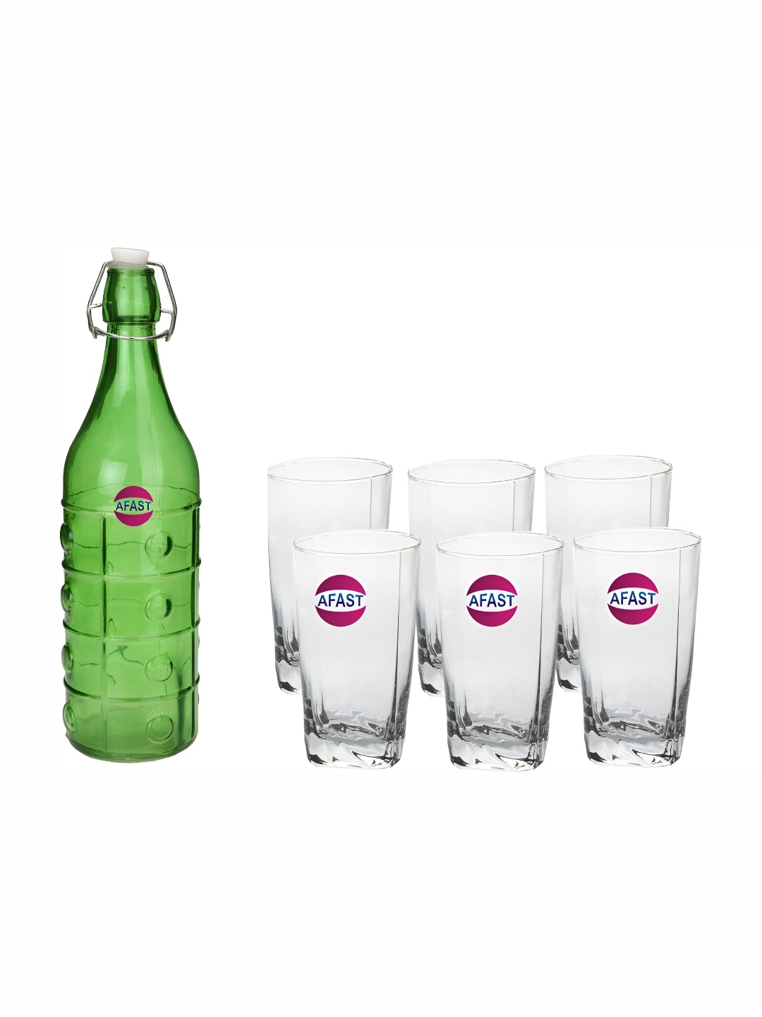 

Afast Green & Transparent 7 Pieces Glasses With Water Bottle, Blue