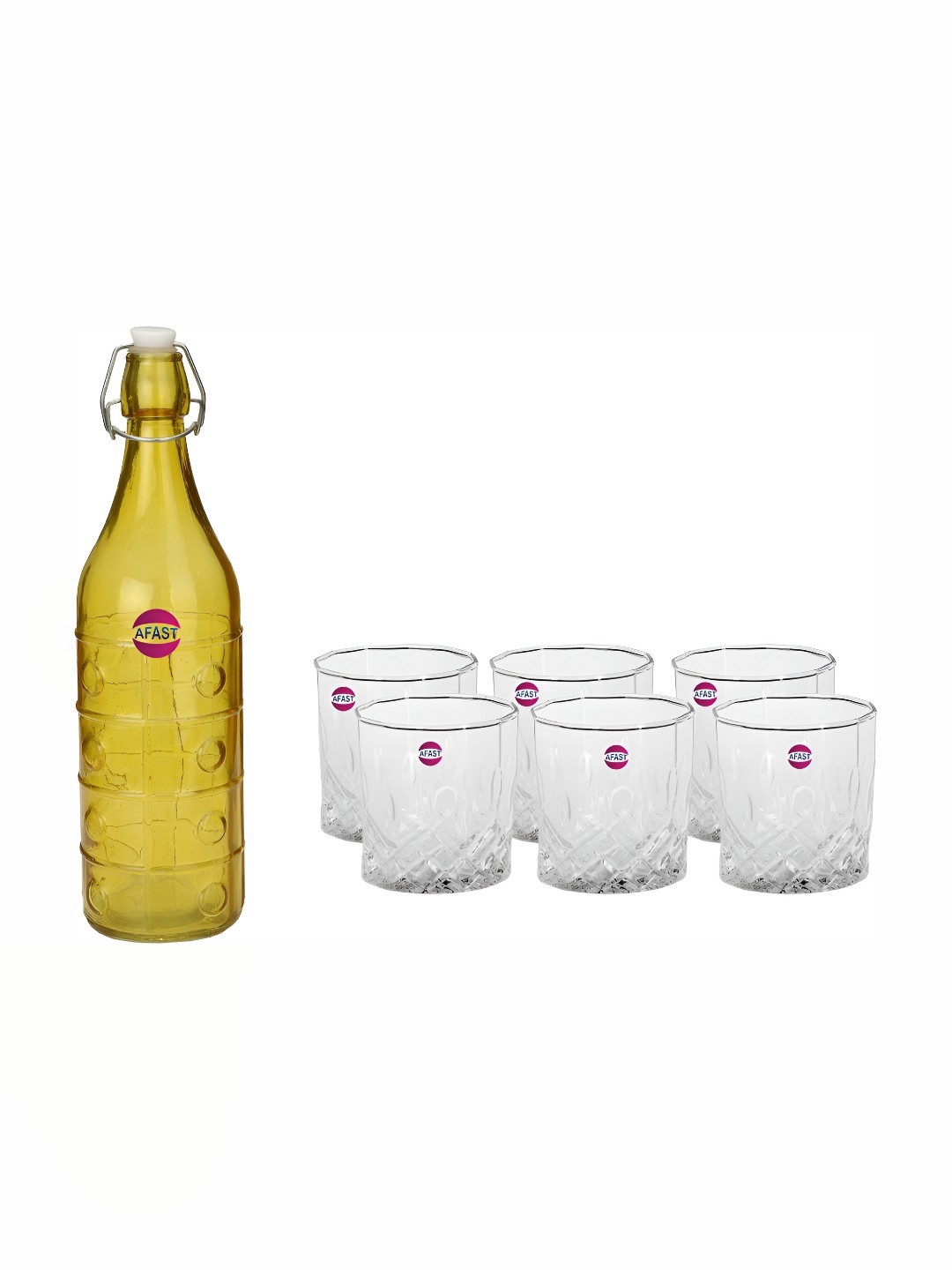 

Afast Yellow & Transparent 7 Pcs Glasses With Water Bottle