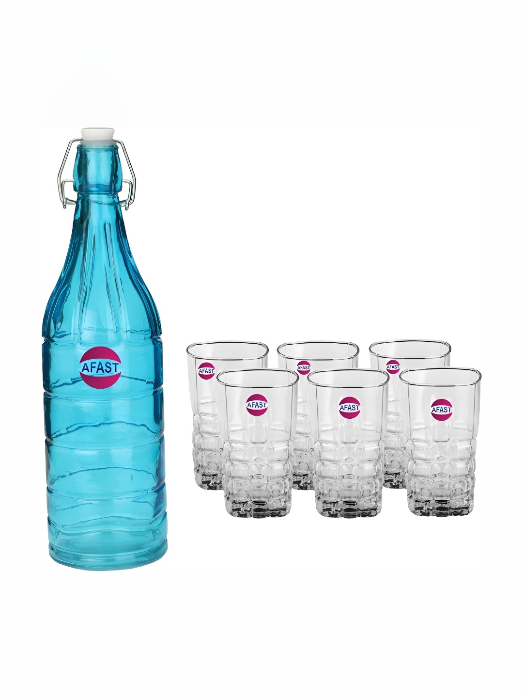 

Afast Blue & Transparent 7 Pieces Glasses With Water Bottle