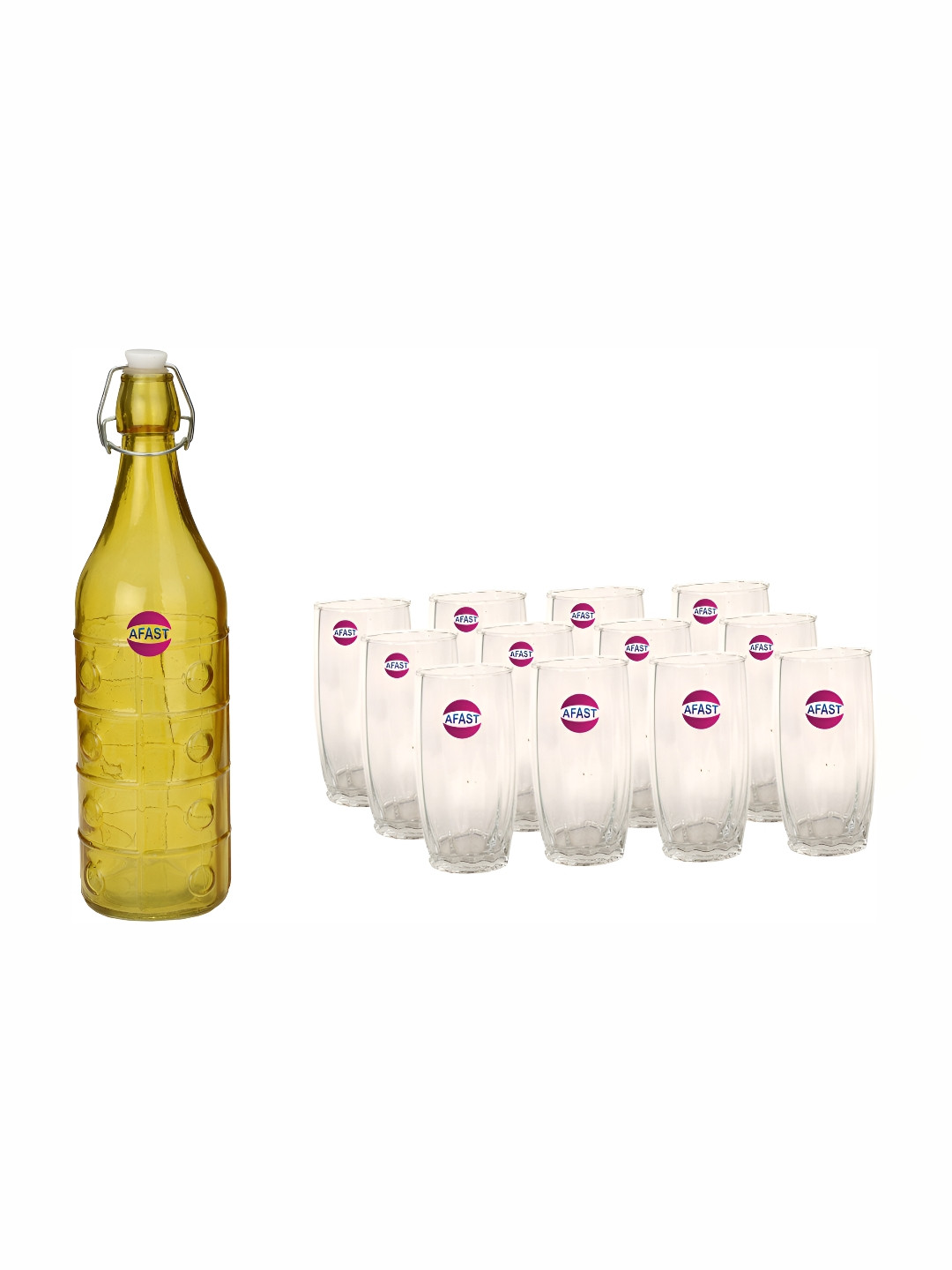 

Afast Yellow & Transparent 13 Pcs Glasses With Water Bottle