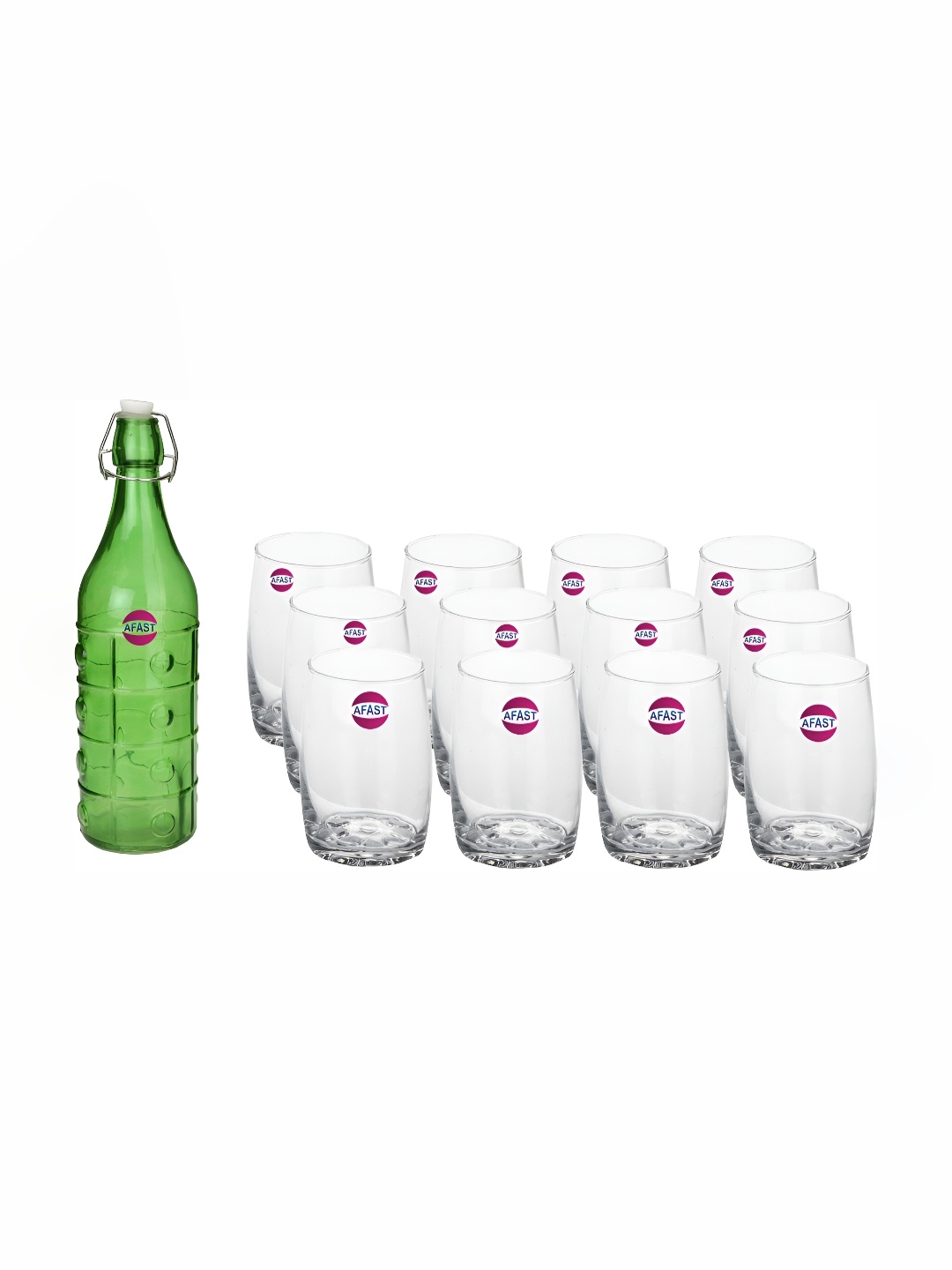 

Afast Green & Transparent 13 Pieces Glasses With Water Bottle, Blue