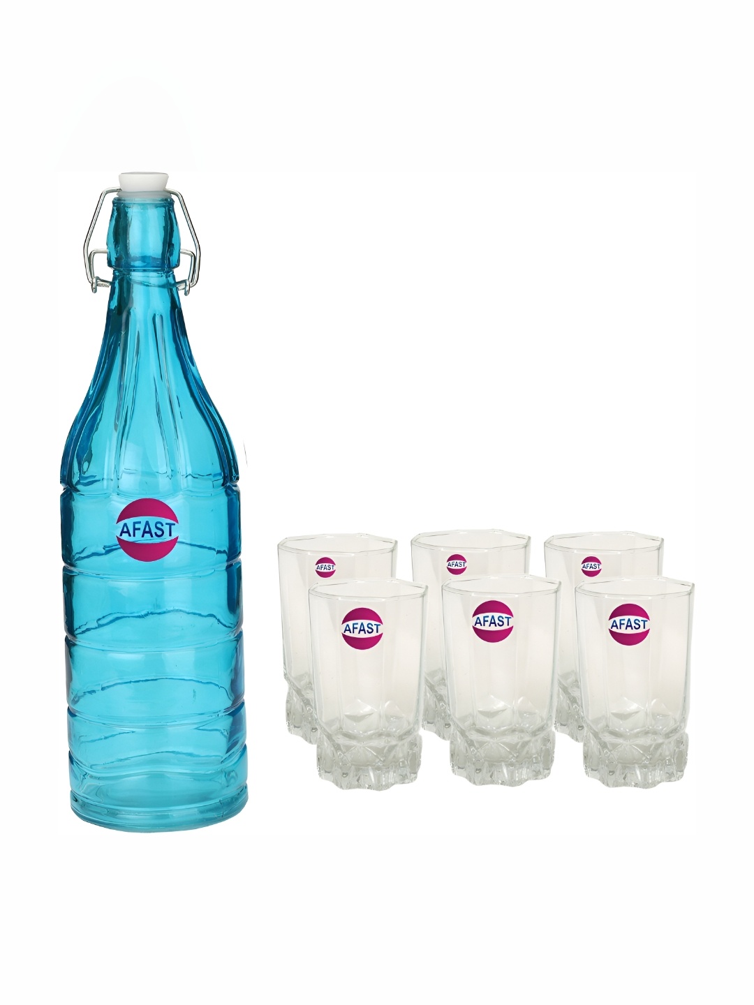 

Afast Blue & Transparent 7 Pieces Glasses With Water Bottle
