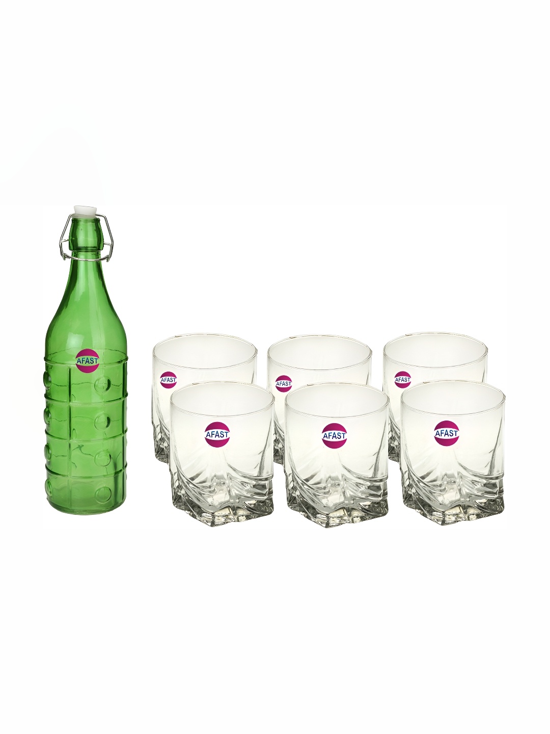 

Afast Green & Transparent 7 Pieces Glasses With Water Bottle