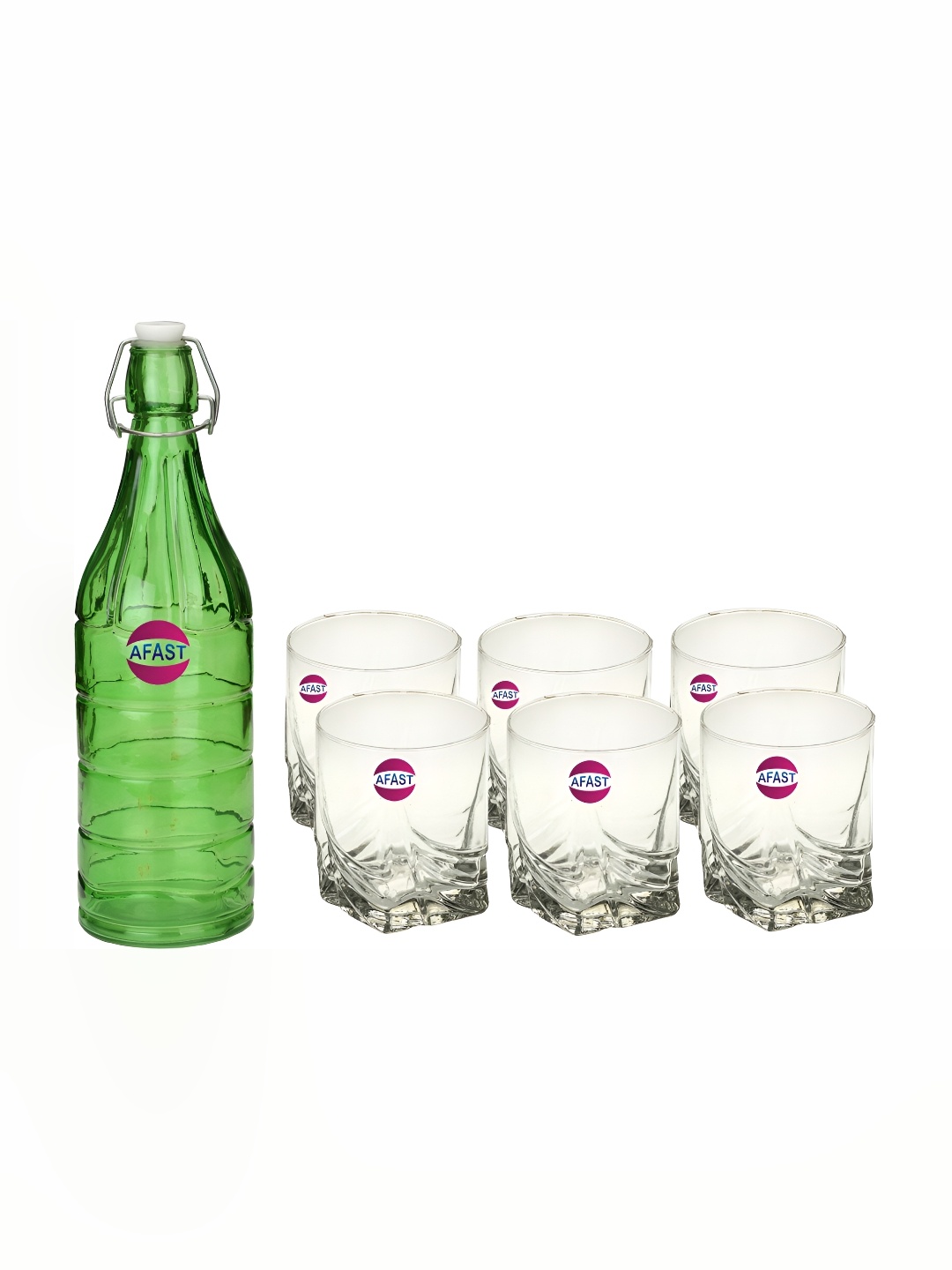 

Afast 7 Pcs Green & Transparent Glasses With Water Bottle