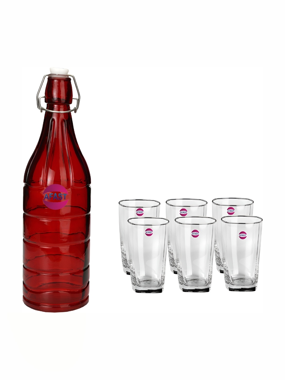 

Afast Red & Transparent 7 Pcs Glasses With Water Bottle