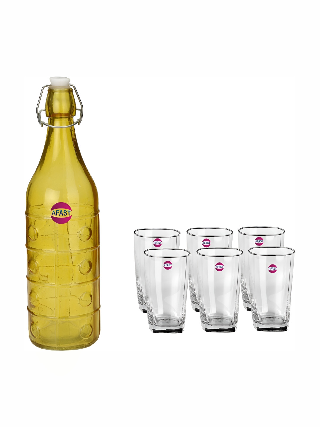 

Afast Yellow & Transparent 7 Pcs Glasses With Water Bottle