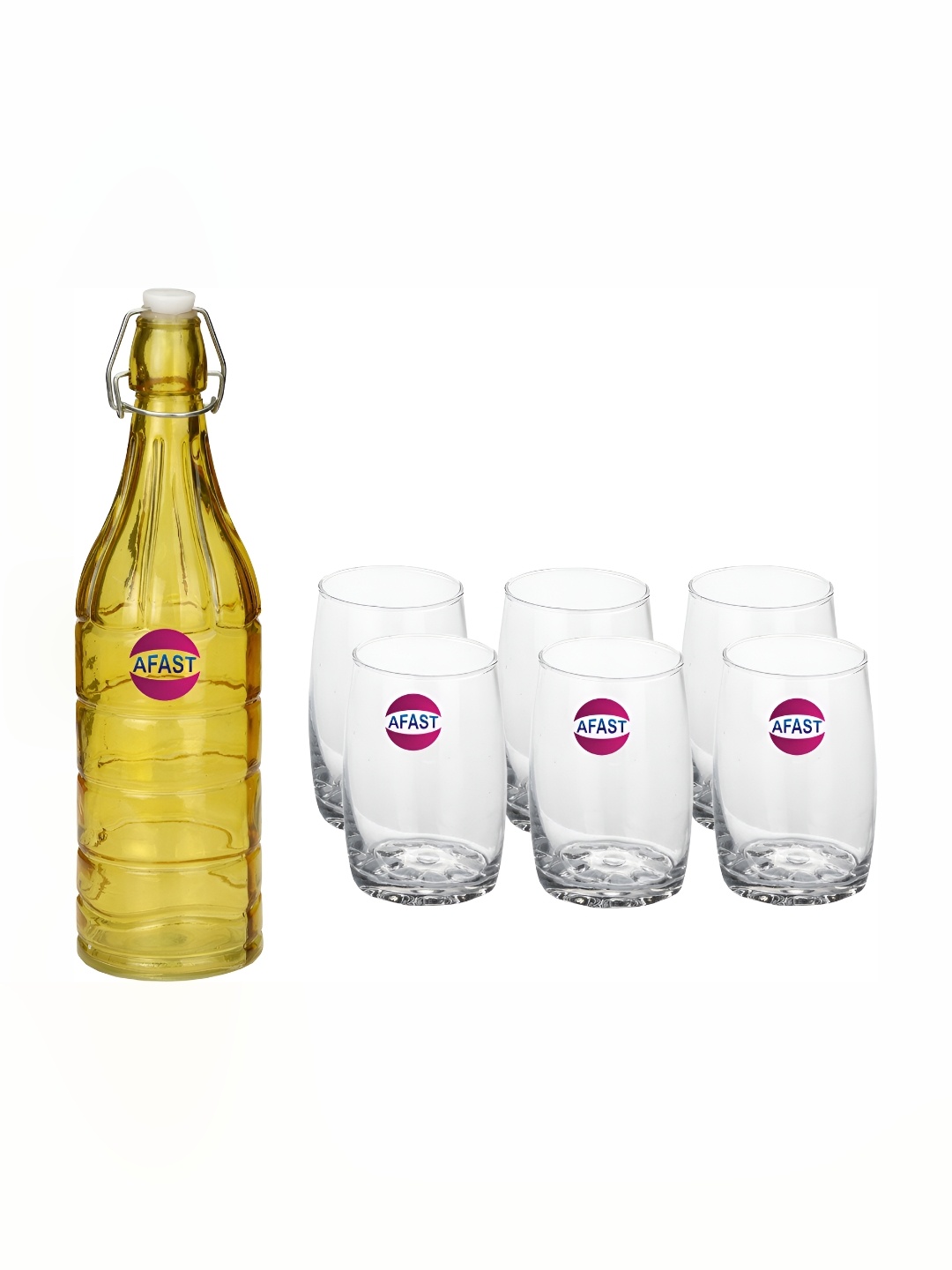 

Afast Yellow & Transparent 7 Pieces Glasses With Water Bottle Set