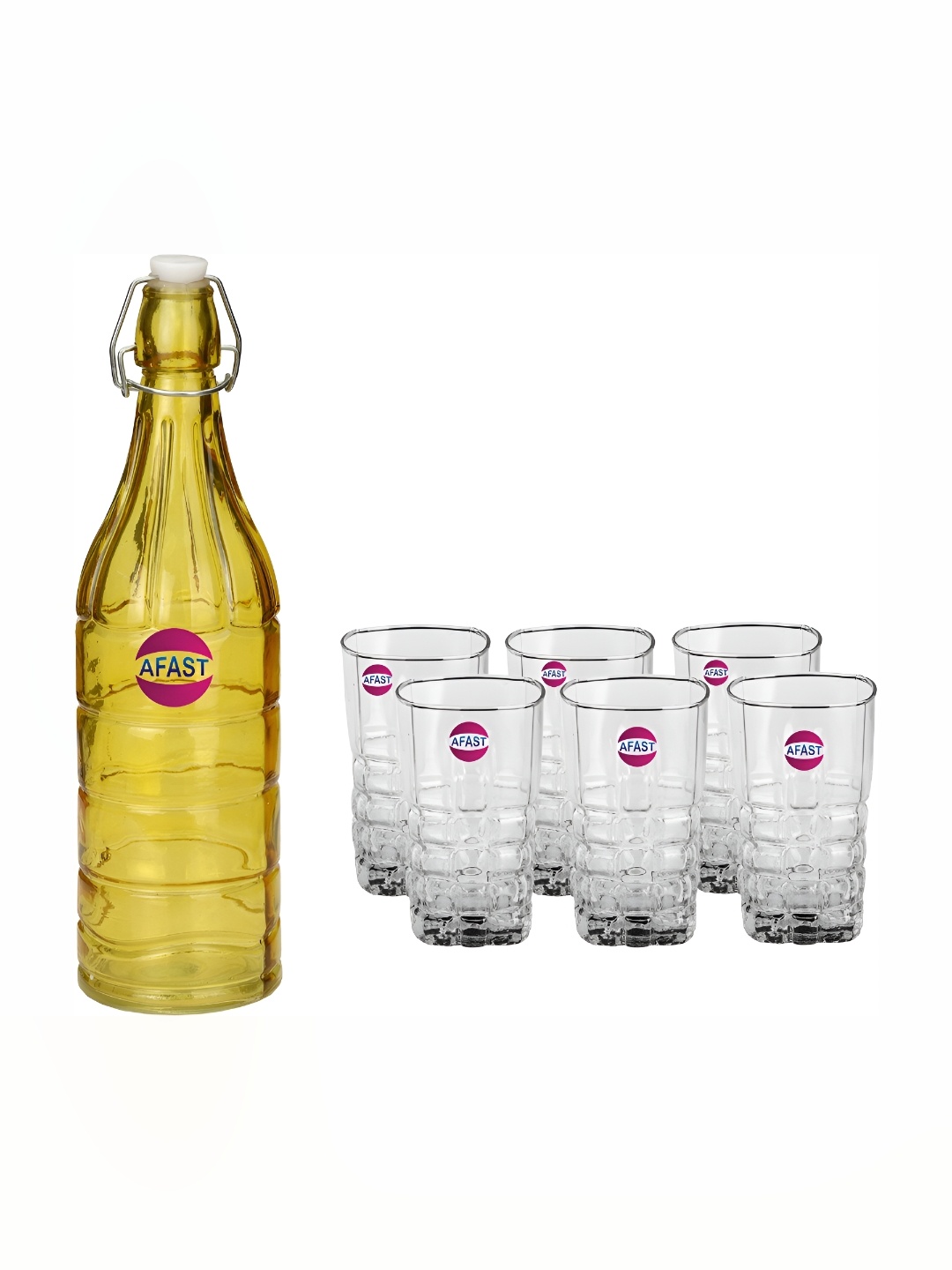 

Afast Yellow & Transparent 7 Pcs Glasses With Water Bottle