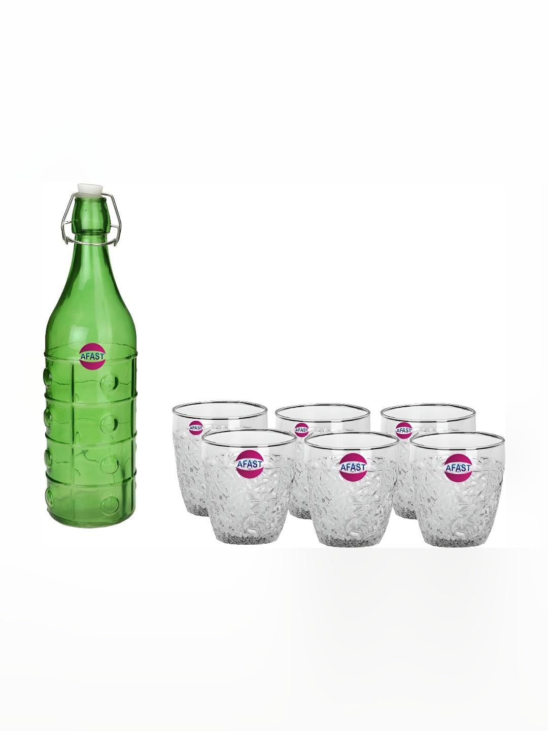 

Afast Green & Transparent 7 Pieces Glasses With Water Bottle, Blue