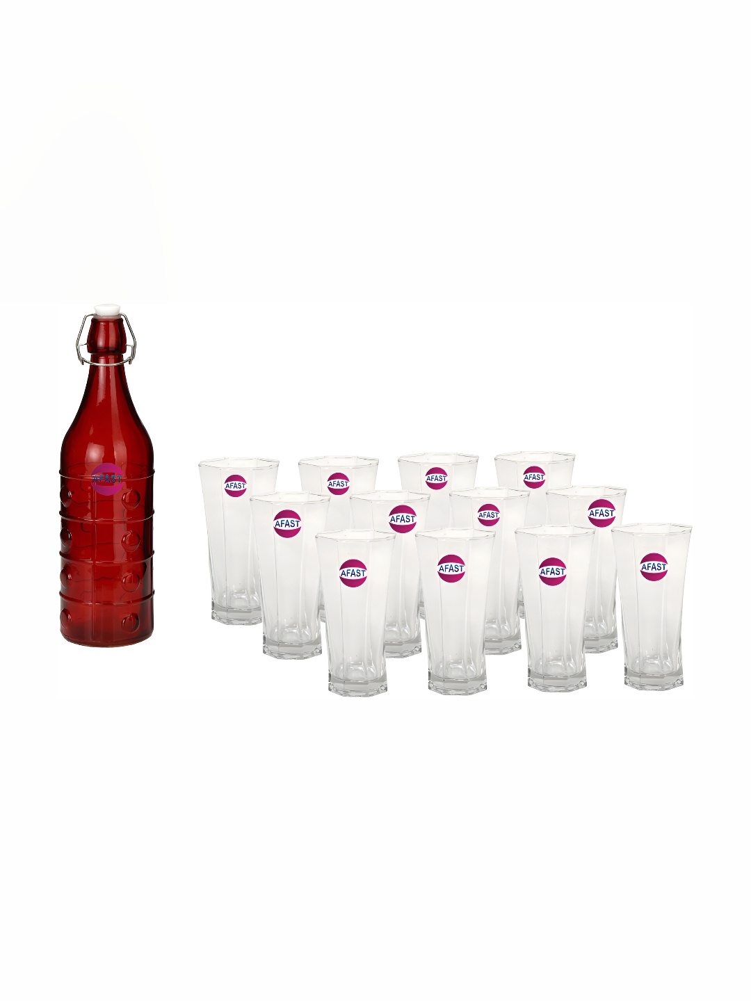 

Afast Red & Transparent 13 Pcs Glasses With Water Bottle